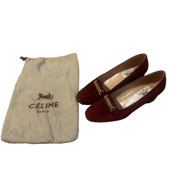 Vintage Celine Burgundy Suede Pumps Size 38.5 - Picture 3 of 8